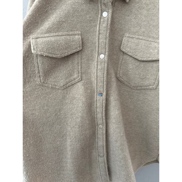 Abercrombie‎ & Fitch Oversized Shacket Shirt Jacket Cream Size XL - Picture 5 of 12